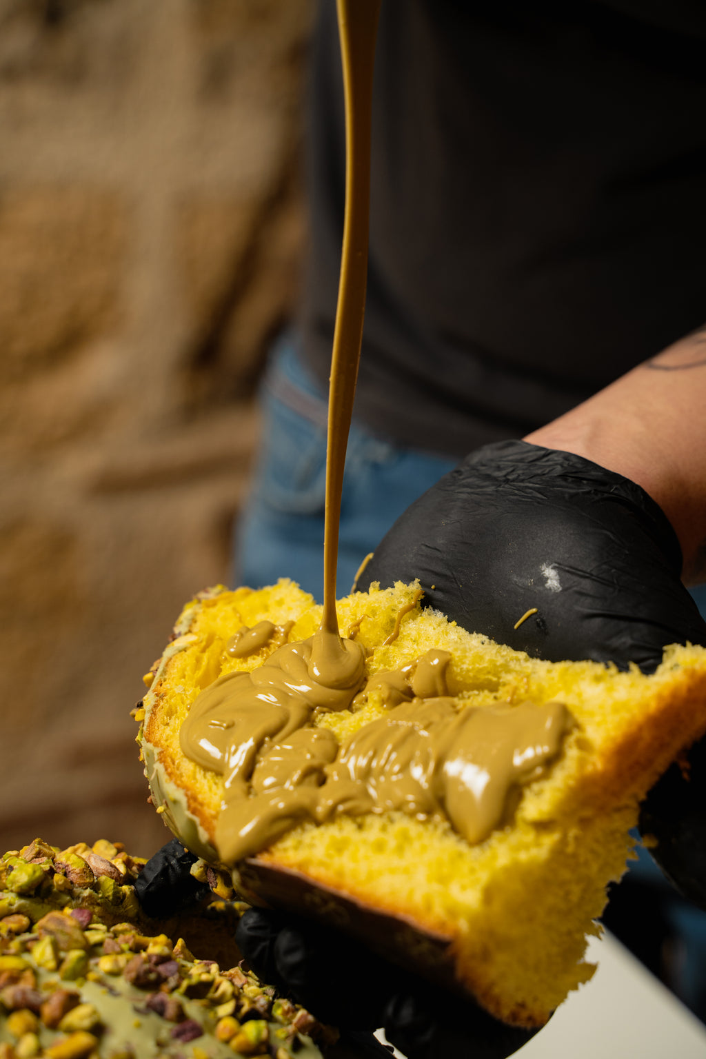 Panettone al Pistacchio con Sac à Poche di Crema al Pistacchio
